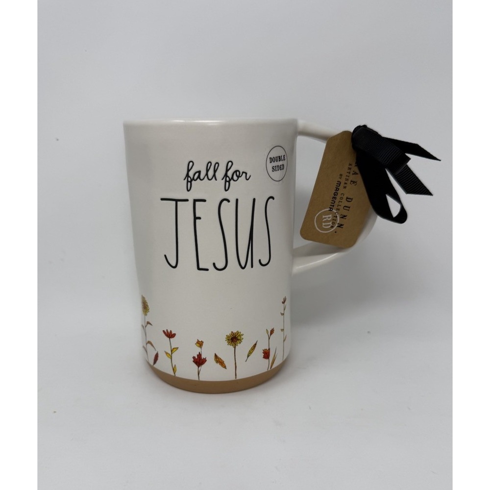 Rae Dunn "Fall For Jesus" He Never Leaves Mug, NWT 2026 Tall, Double Sided